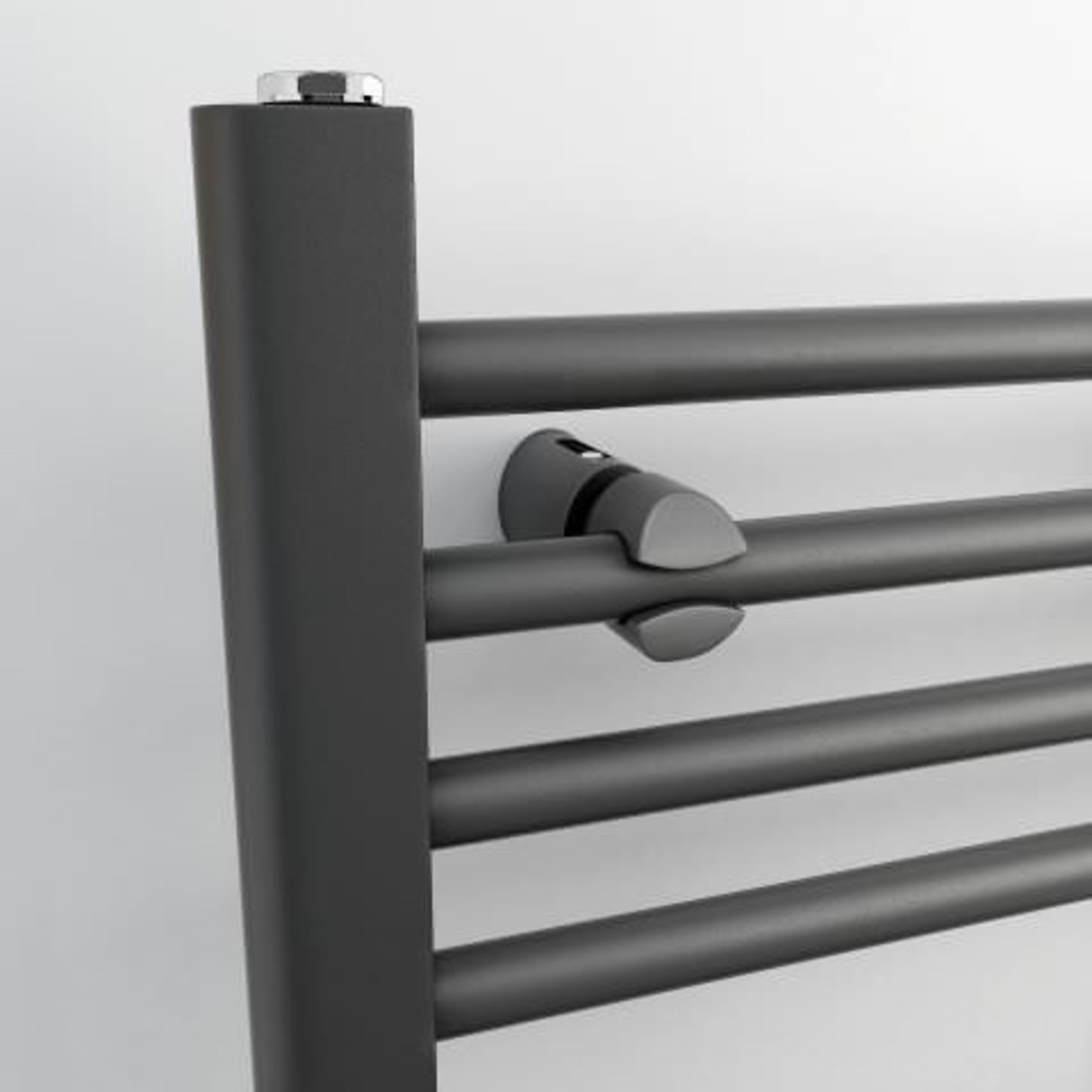 (N10) 1600x450mm - 20mm Tubes - Anthracite Heated Straight Rail Ladder Towel Radiator- Natasha. - Bild 3 aus 4
