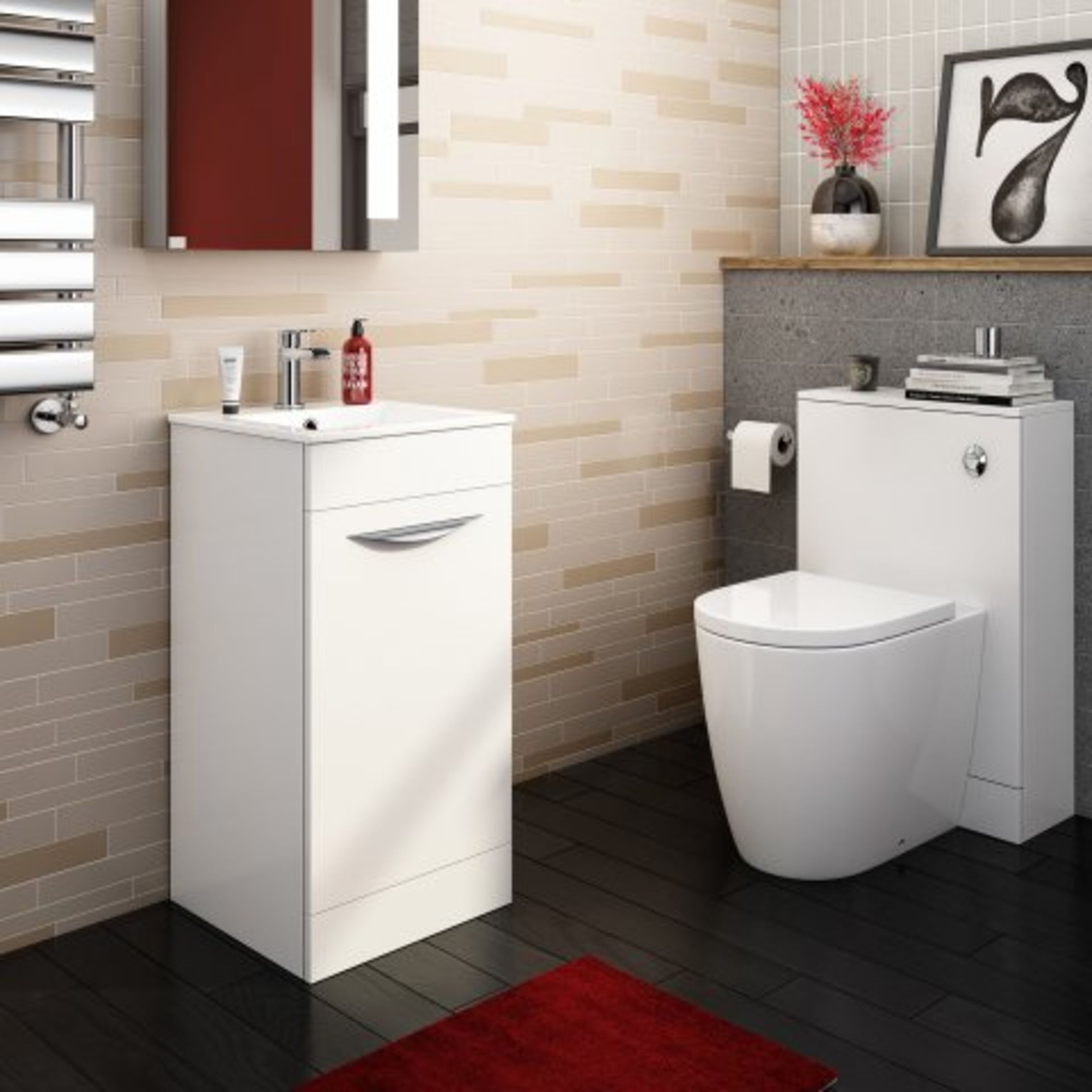 (I60) 400mm Severn High Gloss White Cloakroom Basin Cabinet - Floor Standing. RRP £212.99. COMES - Bild 3 aus 4