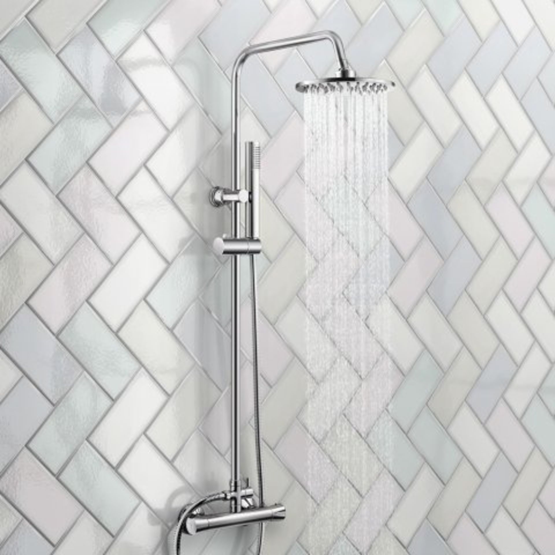 (N16) 200mm Round Head Thermostatic Exposed Shower Kit & Hand Held. RRP £299.99. Simplistic Style