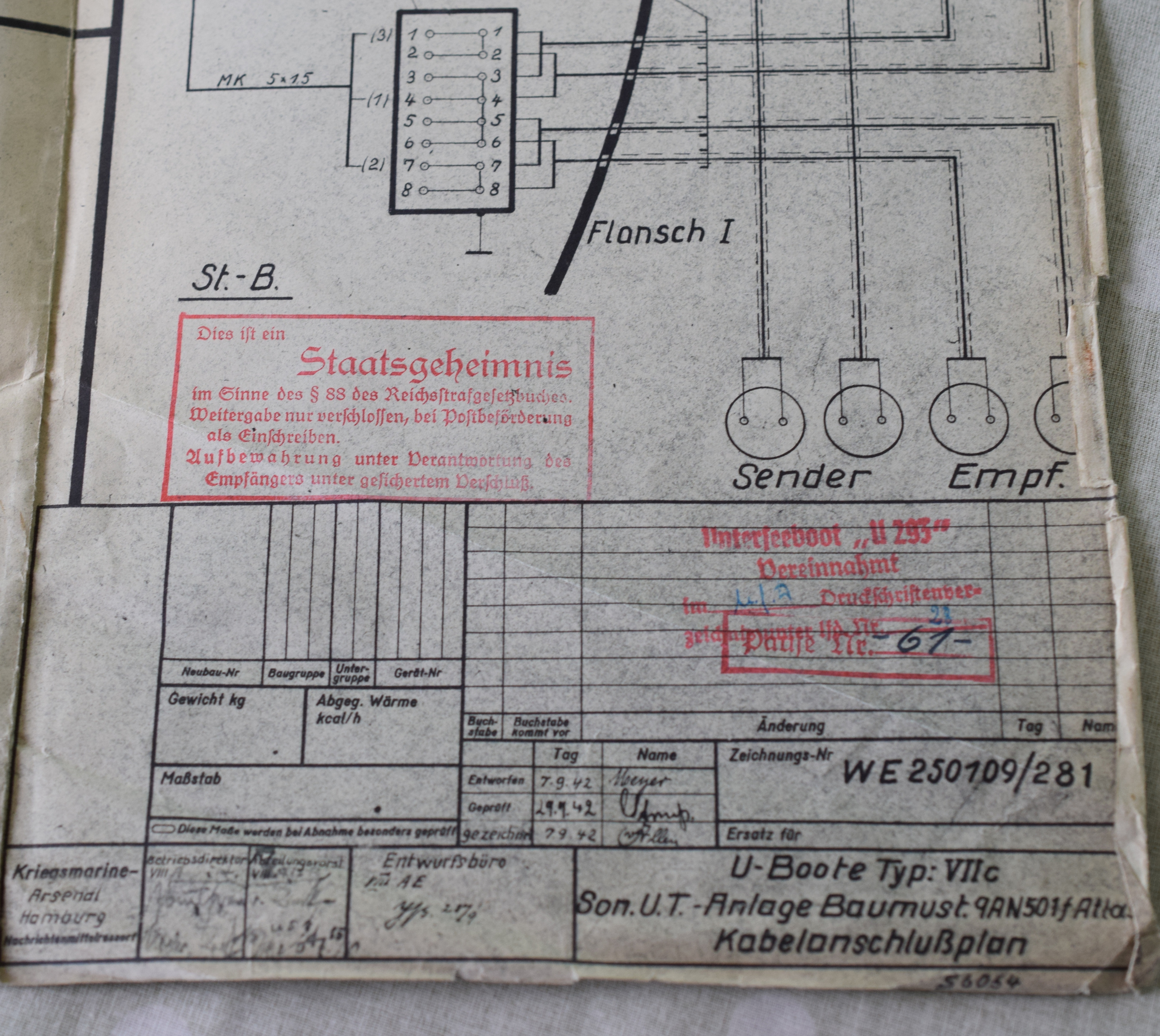 Extremely Rare WW2 German U Boat (U293) U Boat Sonar Manual   The 293 U-Boat was fitted with a Sonar - Image 10 of 10