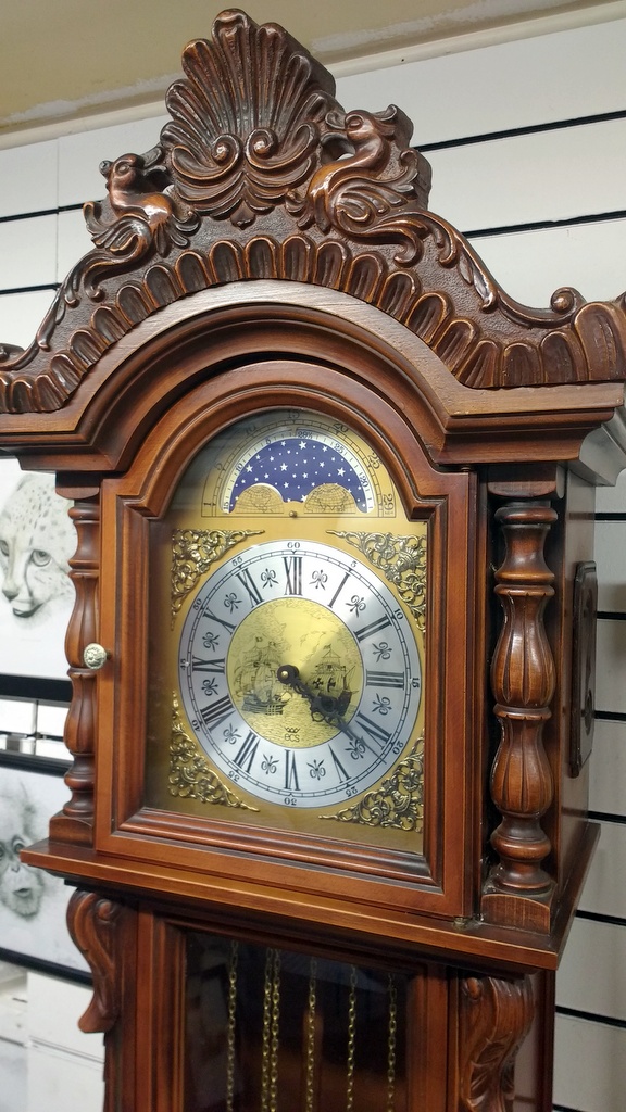 Long Case Grandfather With Moon Dial   Standing about 6ft 8 inches and running exceptionally well is - Image 2 of 6