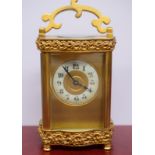French Brass Serpentine Carriage Clock c1880s   Running very well is this pretty French Brass