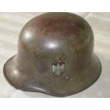 WW1 Re-Issue To WW2 German Helmet With Single Side Eagle and Swastika Decal   Original WW1 re-issued