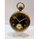 WW2 Military Pocket Watch With Military Markings   Military WW2 Pocket Watch By Record (Longines)