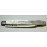 Silver And Mother Of Pearl Fruit Knife c1800s   Silver And Mother Of Pearl Fruit Knife c1800s.