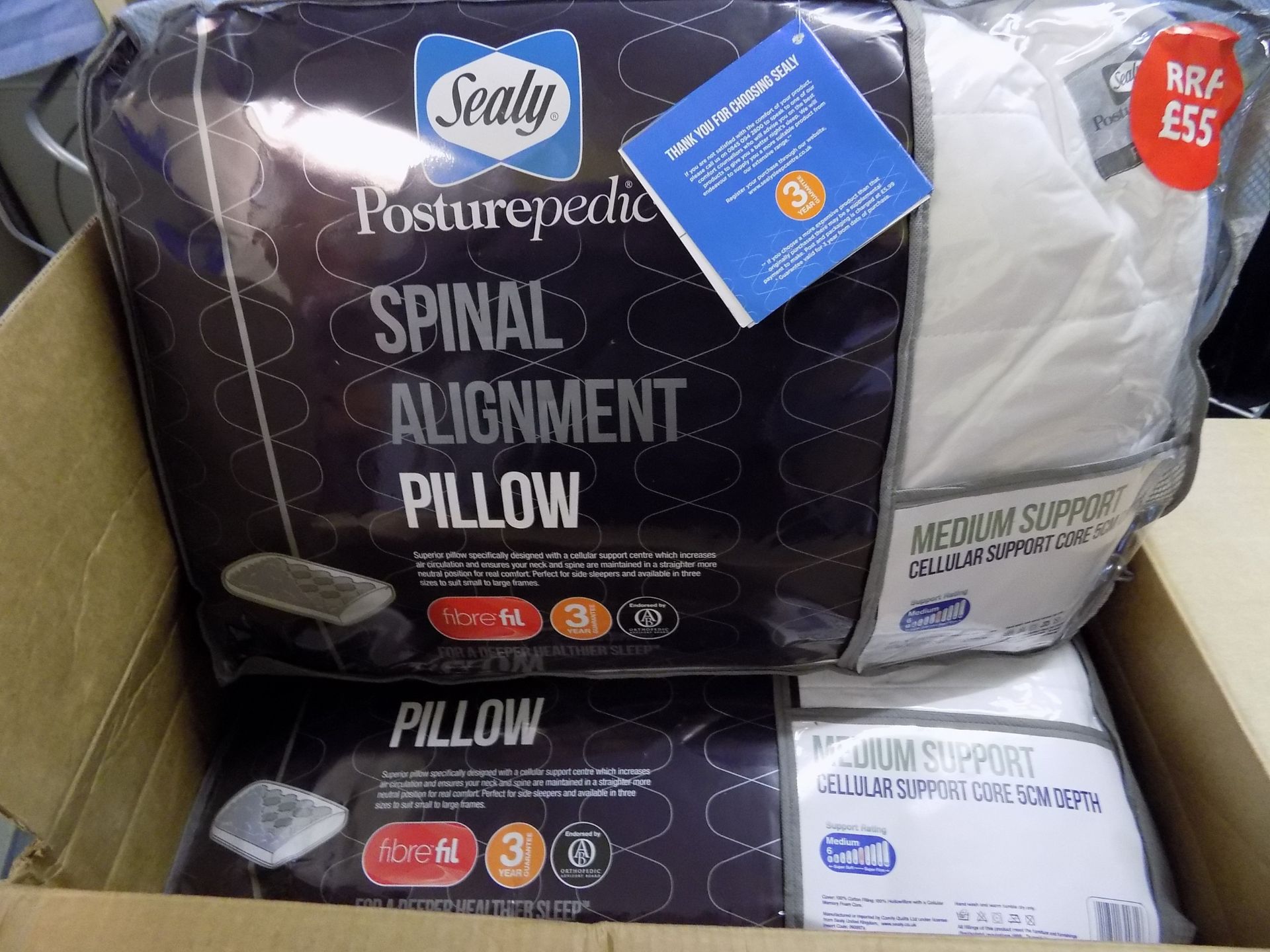 6 X SEALY POSTUREPEDIC SPINAL ALIGNMENT PILLOWS