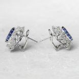 18k White Gold Oval Mixed Cut Tanzanite & Marquise Cut Diamond Earrings HOUSEHOLD NAME Unbranded