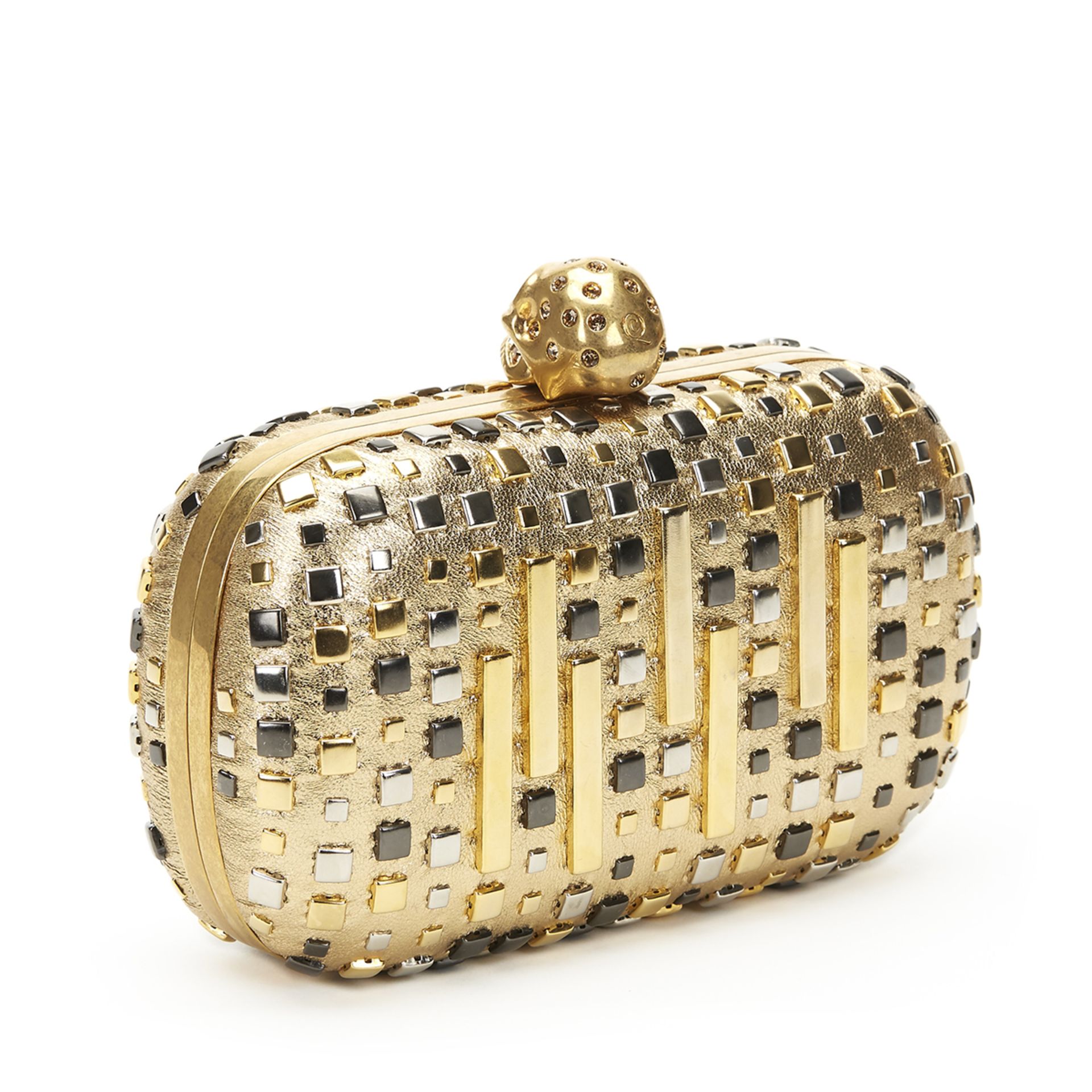 ALEXANDER MCQUEEN Skull Box Clutch , - Gold Studded Calfskin Skull Box Clutch   TYPE Clutch SERIAL - Image 3 of 11