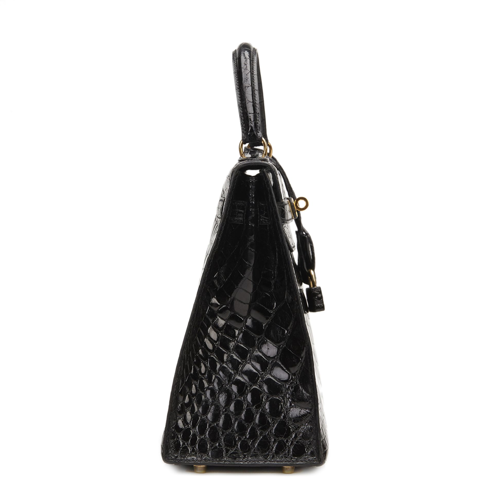 HERMES Kelly 32cm , - Black Shiny Alligator VIntage Kelly Sellier 32cm   TYPE Tote, Shoulder - Image 2 of 11