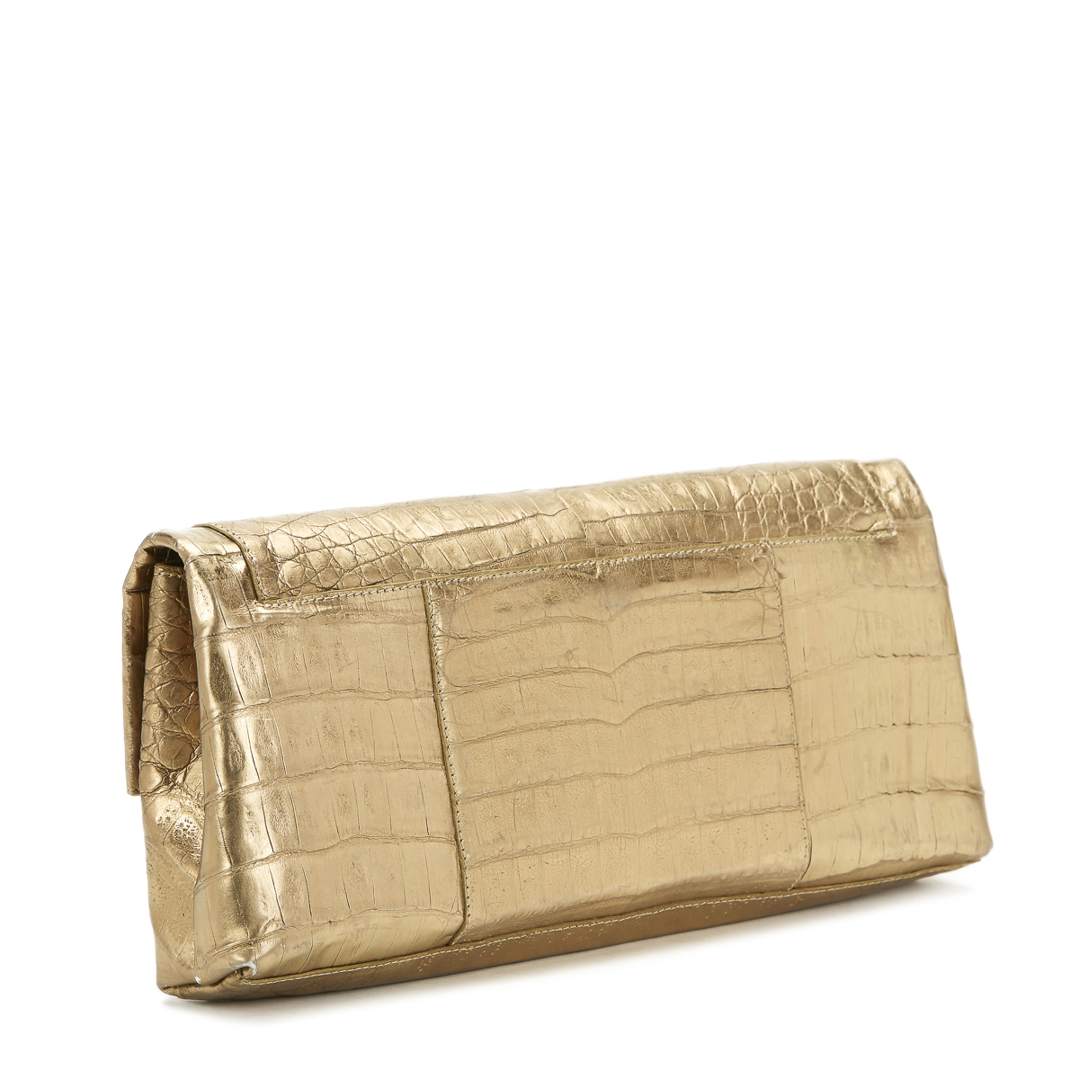 NANCY GONZALEZ Clutch , - Gold Crocodile Leather Clutch   TYPE Clutch SERIAL NUMBER 388872 YEAR - Image 4 of 9