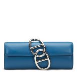 HERMES Egee , - Blue Izmir Tadelakt Leather Egee Clutch   TYPE Clutch SERIAL NUMBER T YEAR