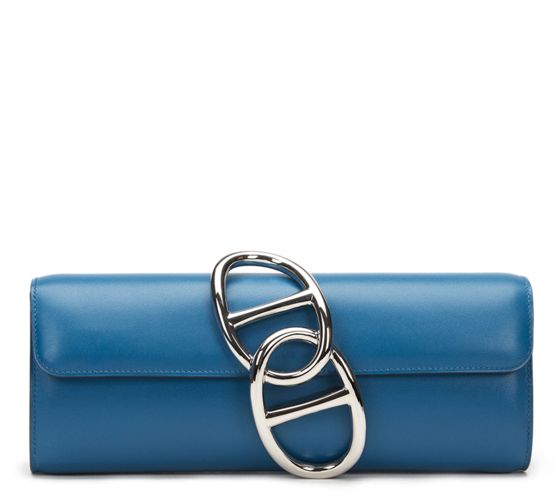 HERMES Egee , - Blue Izmir Tadelakt Leather Egee Clutch   TYPE Clutch SERIAL NUMBER T YEAR