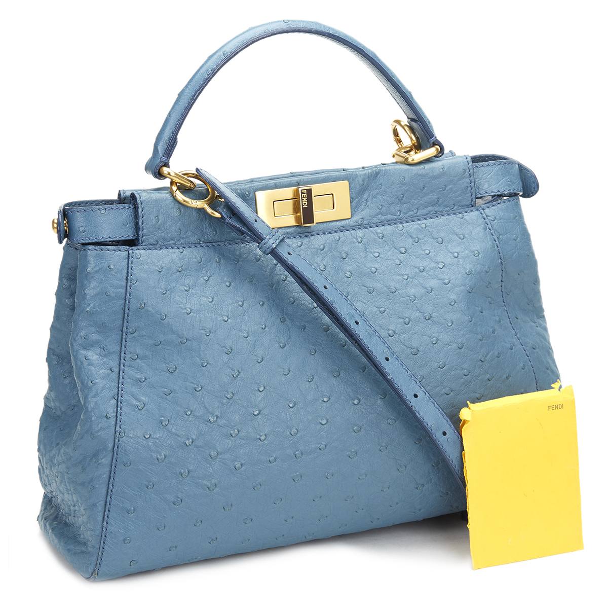 FENDI Small Peekaboo , - Blue Ostrich Leather Small Peekaboo   TYPE Tote, Shoulder SERIAL NUMBER - Image 11 of 11