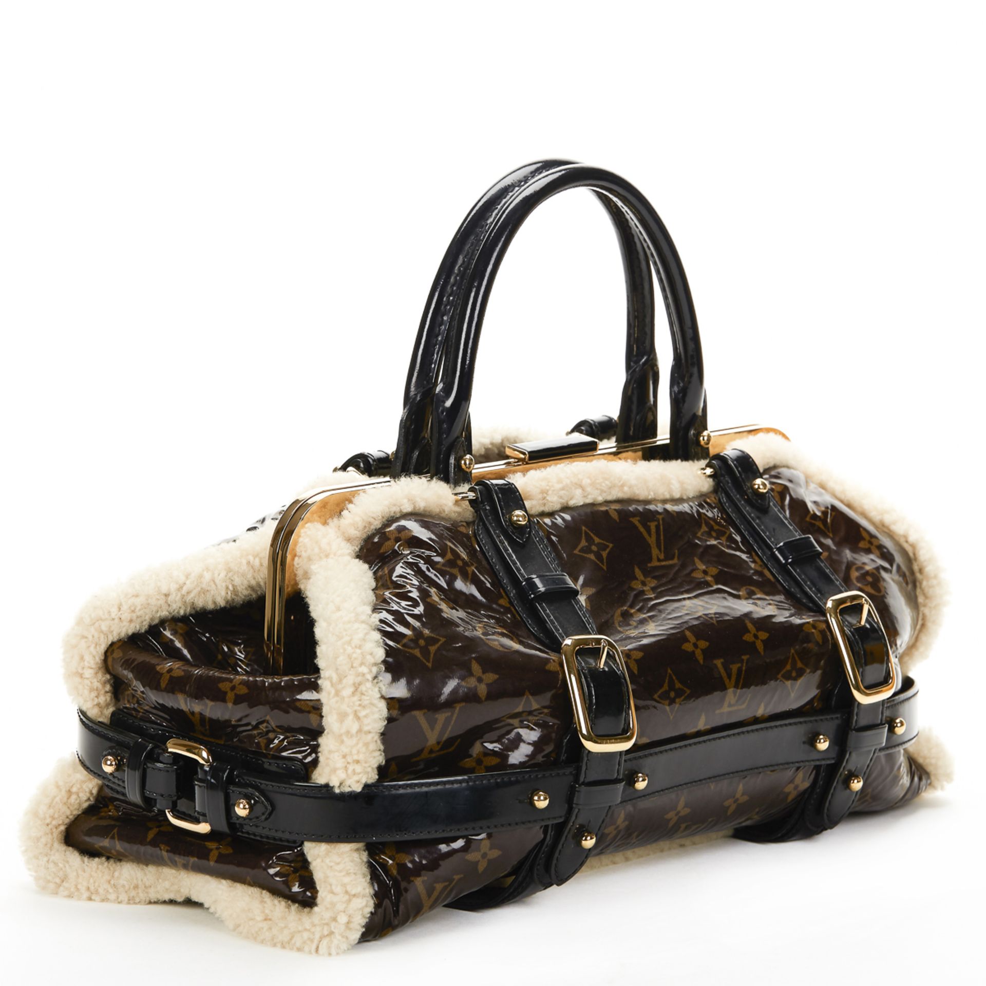 LOUIS VUITTON Storm , - Brown Patent Leather & Shearling Storm   TYPE Tote SERIAL NUMBER RC4087 YEAR - Image 4 of 9