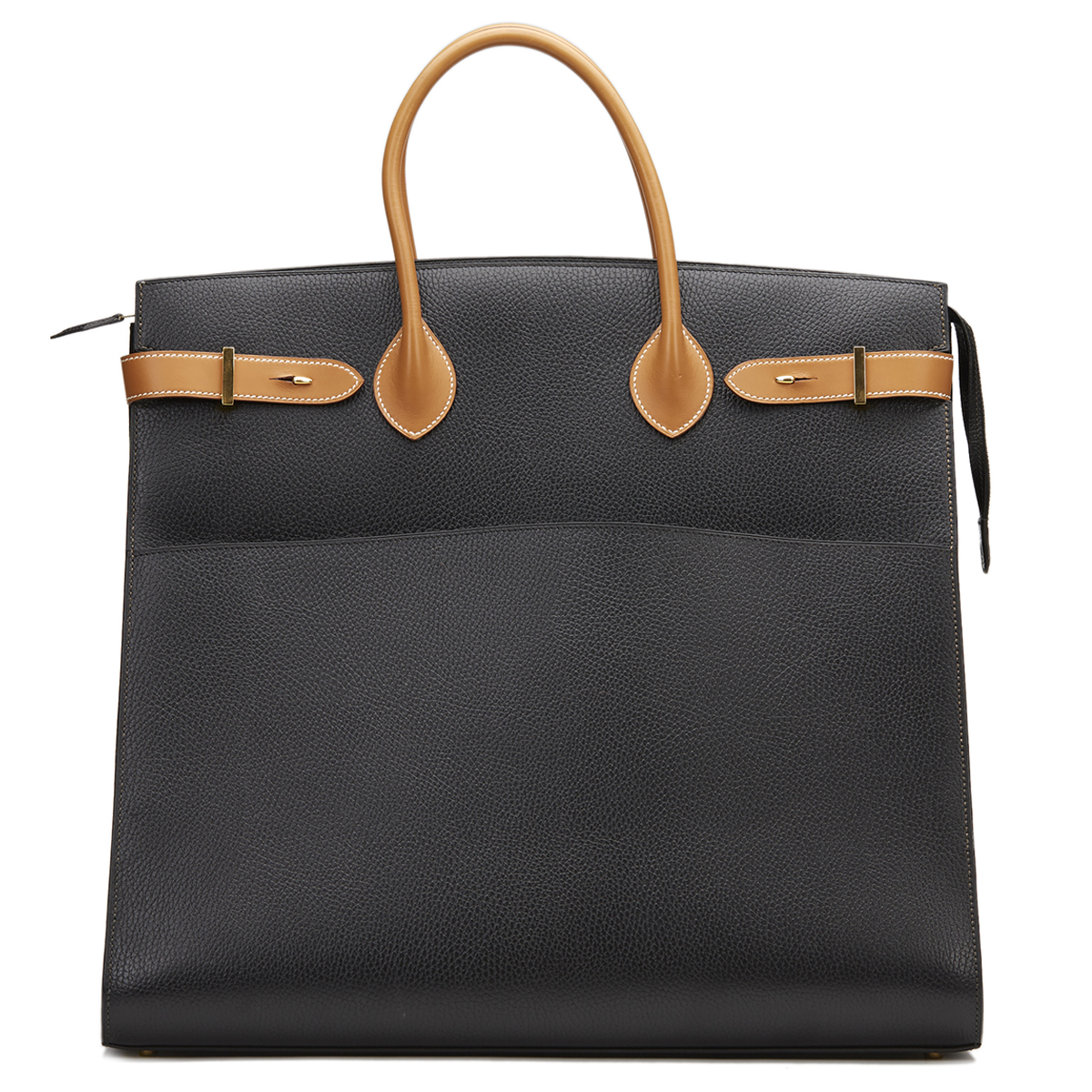 HERMES Airport Bag , - Black Ardennes Leather & Brown Natural Leather Vintage Airport Bag   TYPE