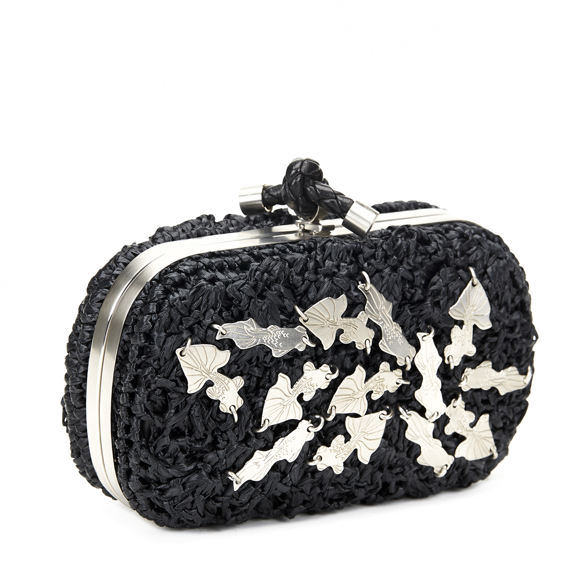 BOTTEGA VENETA Knot Clutch , - Black Raffia Lavorazione Fatta A Mano Knot Clutch   TYPE Clutch - Image 4 of 10