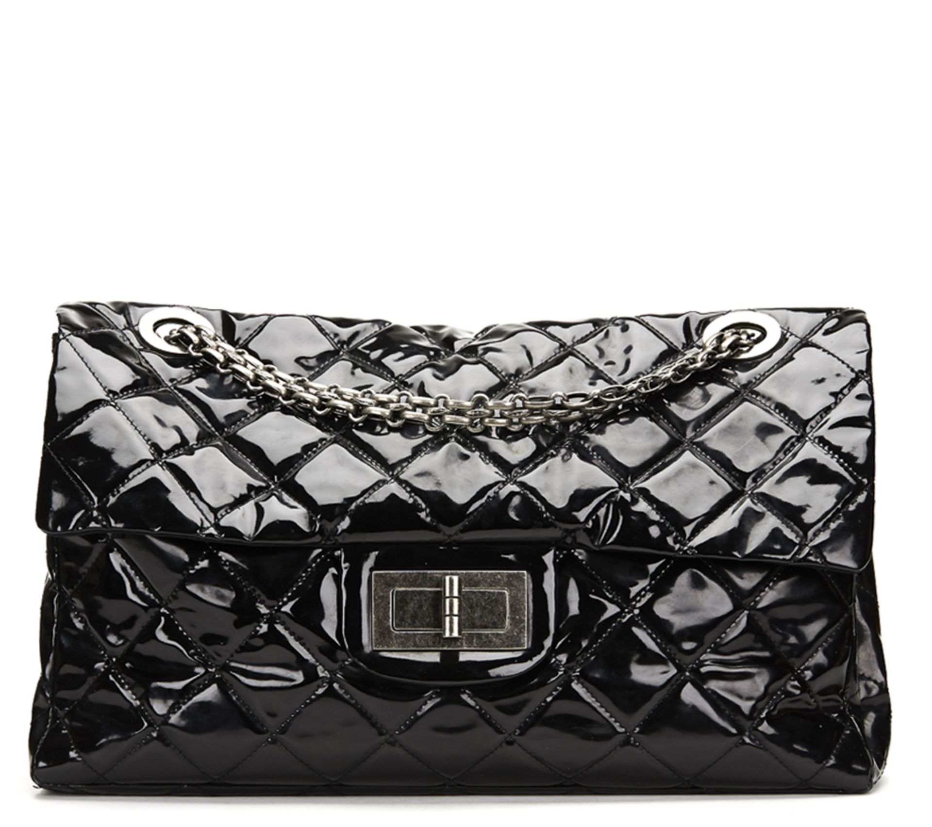CHANEL Super Maxi 2.55 Reissue Flap Bag , - Black Quilted Patent Leather Super Maxi 2.55 Reissue