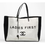 CHANEL Ladies First Shopper Tote , - Black & White Canvas Ladies First Shopper Tote   TYPE Shoulder,