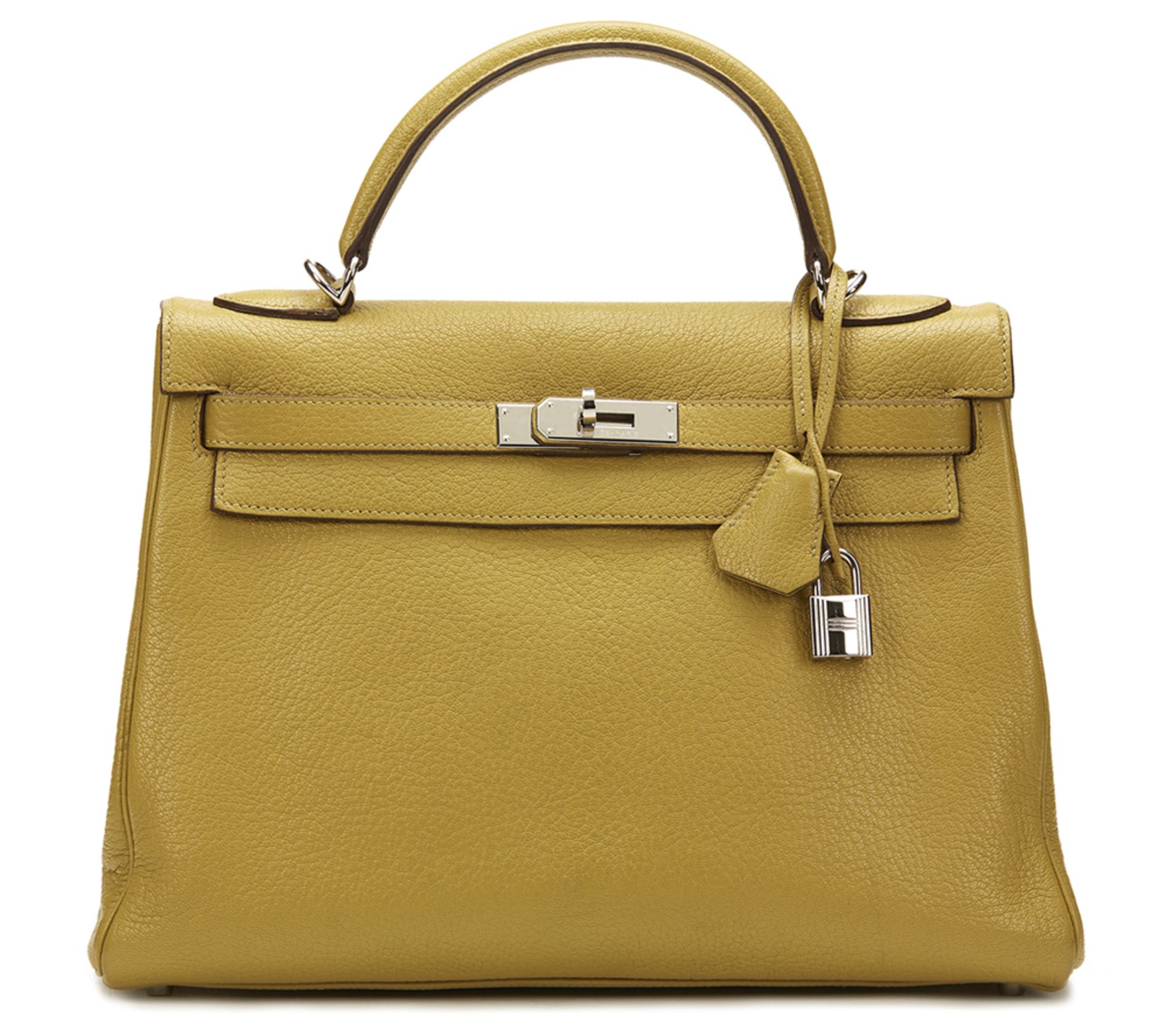 HERMES Kelly 32cm , - Chartreuse Chevre Mysore Leather Kelly 32cm Retourne   TYPE Tote, Shoulder