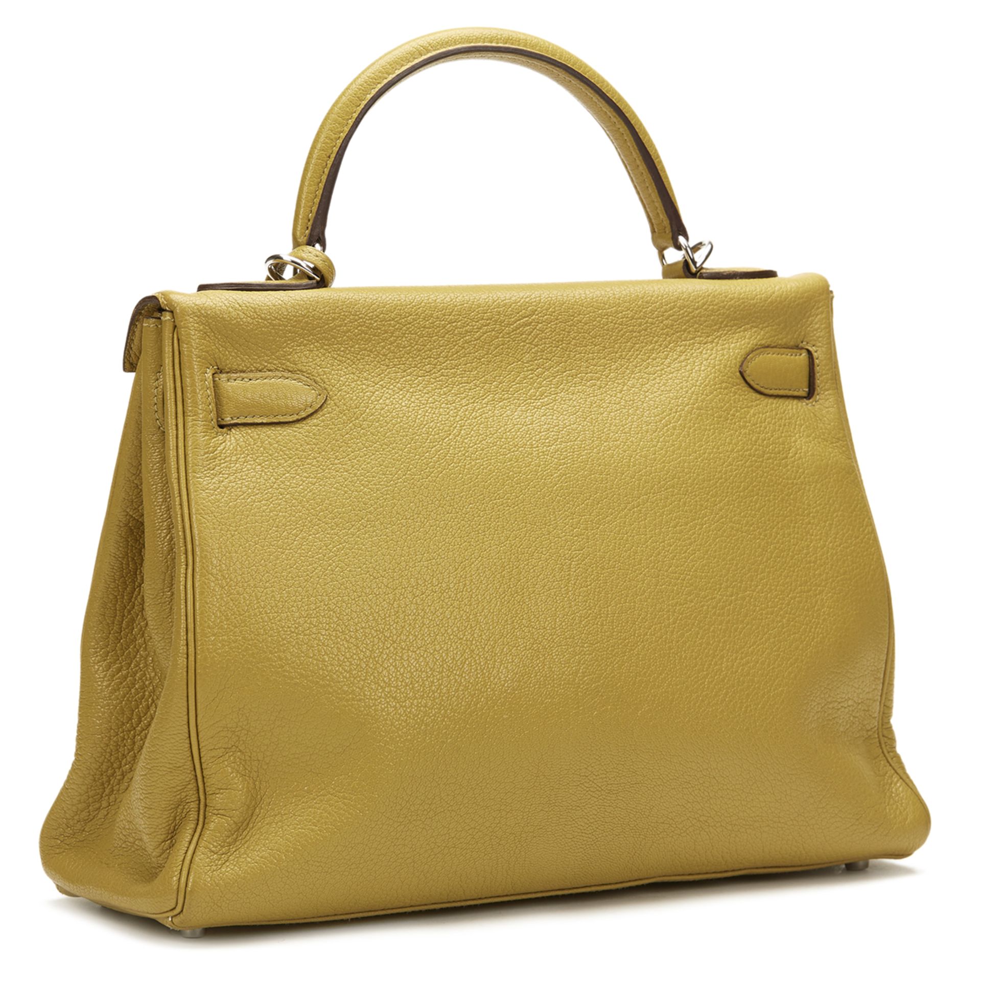 HERMES Kelly 32cm , - Chartreuse Chevre Mysore Leather Kelly 32cm Retourne   TYPE Tote, Shoulder - Image 4 of 14