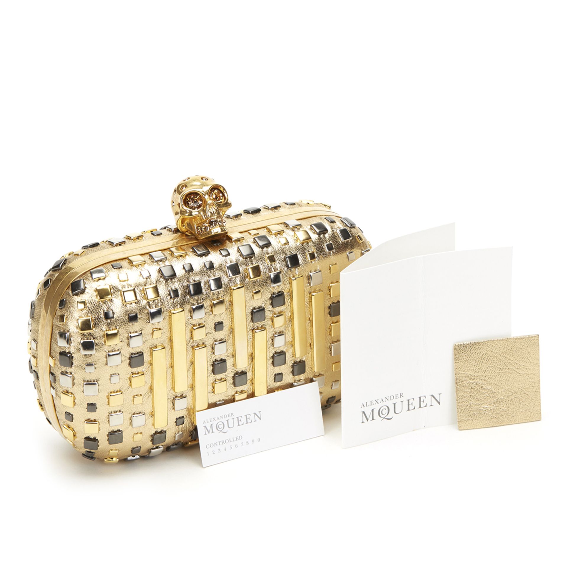 ALEXANDER MCQUEEN Skull Box Clutch , - Gold Studded Calfskin Skull Box Clutch   TYPE Clutch SERIAL - Image 10 of 11