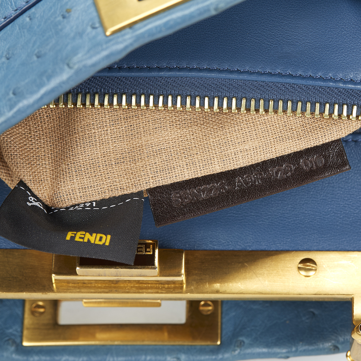FENDI Small Peekaboo , - Blue Ostrich Leather Small Peekaboo   TYPE Tote, Shoulder SERIAL NUMBER - Image 7 of 11
