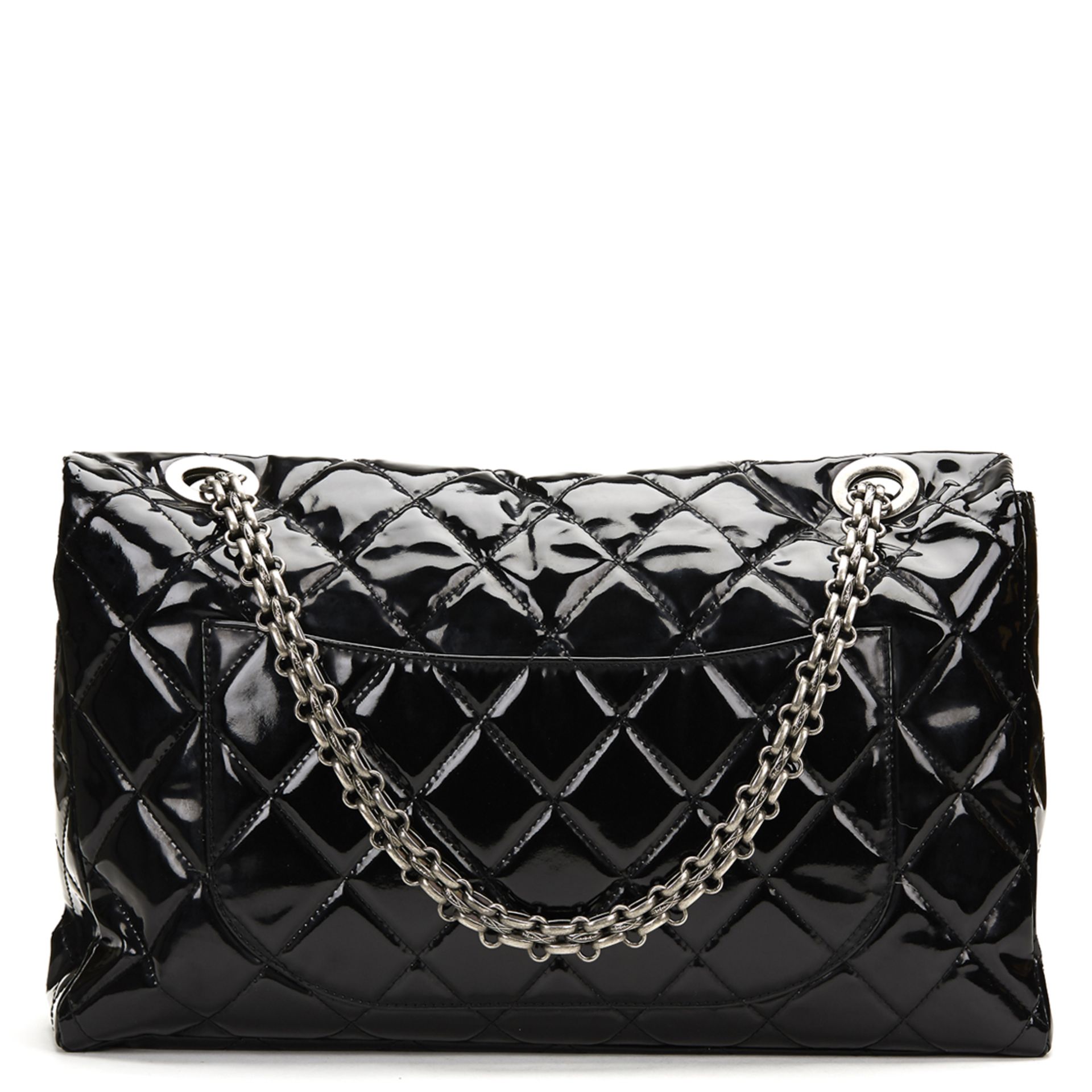 CHANEL Super Maxi 2.55 Reissue Flap Bag , - Black Quilted Patent Leather Super Maxi 2.55 Reissue - Image 4 of 9