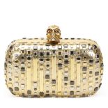 ALEXANDER MCQUEEN Skull Box Clutch , - Gold Studded Calfskin Skull Box Clutch   TYPE Clutch SERIAL