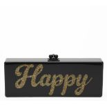 EDIE PARKER Flavia , - Black Glittered Acrylic Happy Box Clutch   TYPE Clutch SERIAL NUMBER _ YEAR