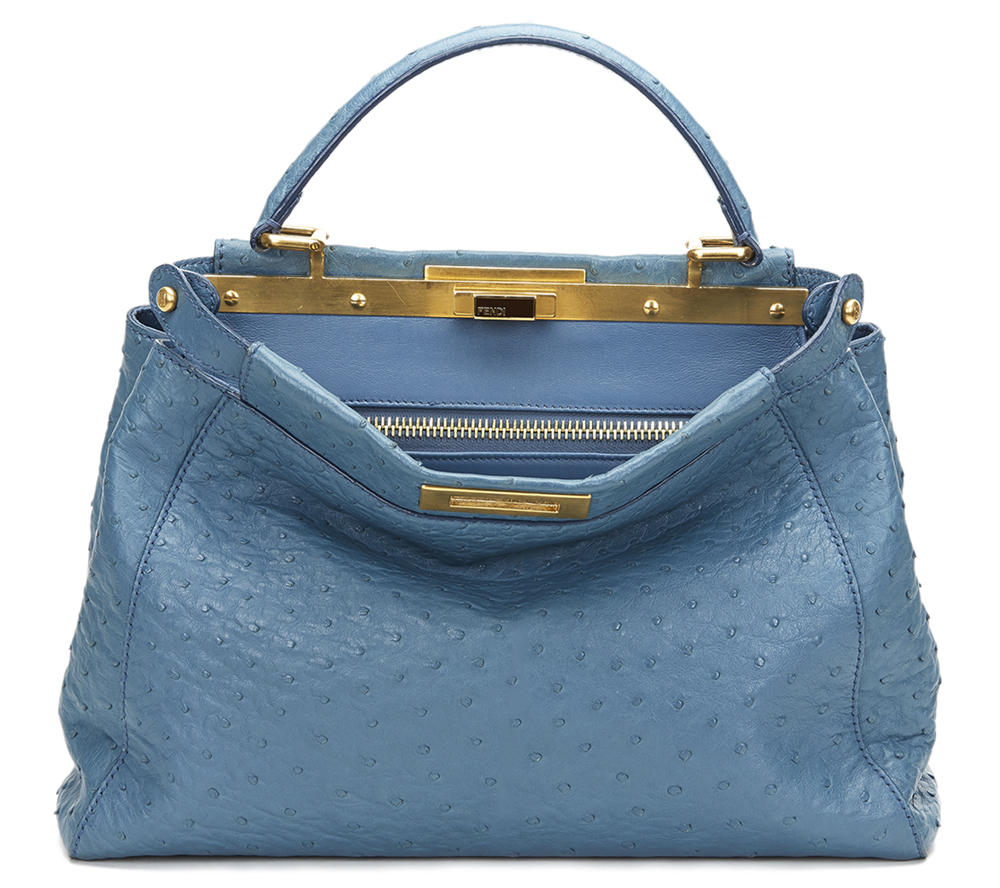 FENDI Small Peekaboo , - Blue Ostrich Leather Small Peekaboo   TYPE Tote, Shoulder SERIAL NUMBER