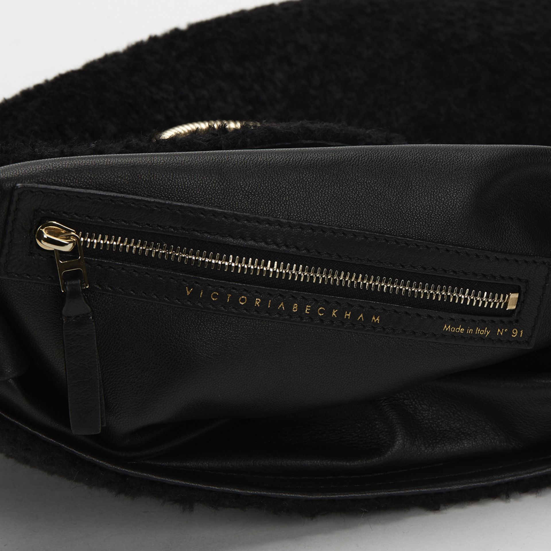 VICTORIA BECKHAM Spiral Clutch , - Black Shearling Spiral Clutch   TYPE Clutch SERIAL NUMBER No 91 - Image 7 of 10