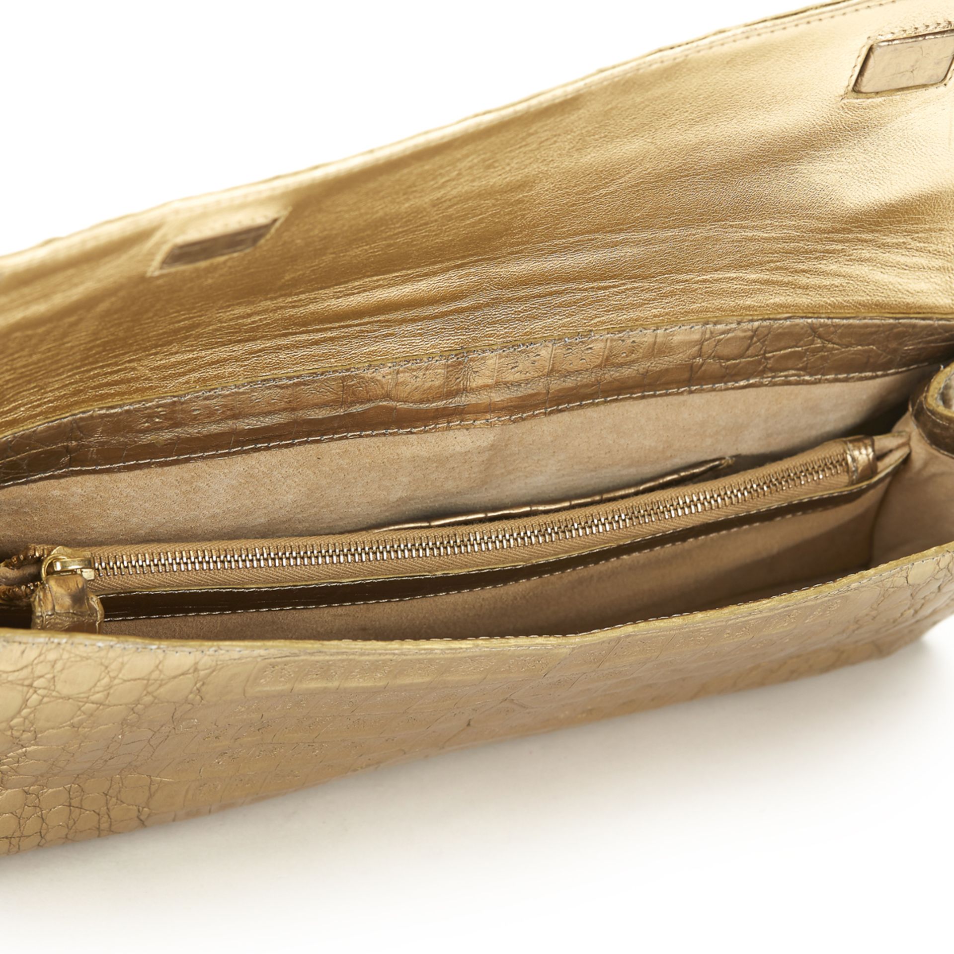 NANCY GONZALEZ Clutch , - Gold Crocodile Leather Clutch   TYPE Clutch SERIAL NUMBER 388872 YEAR - Image 8 of 9