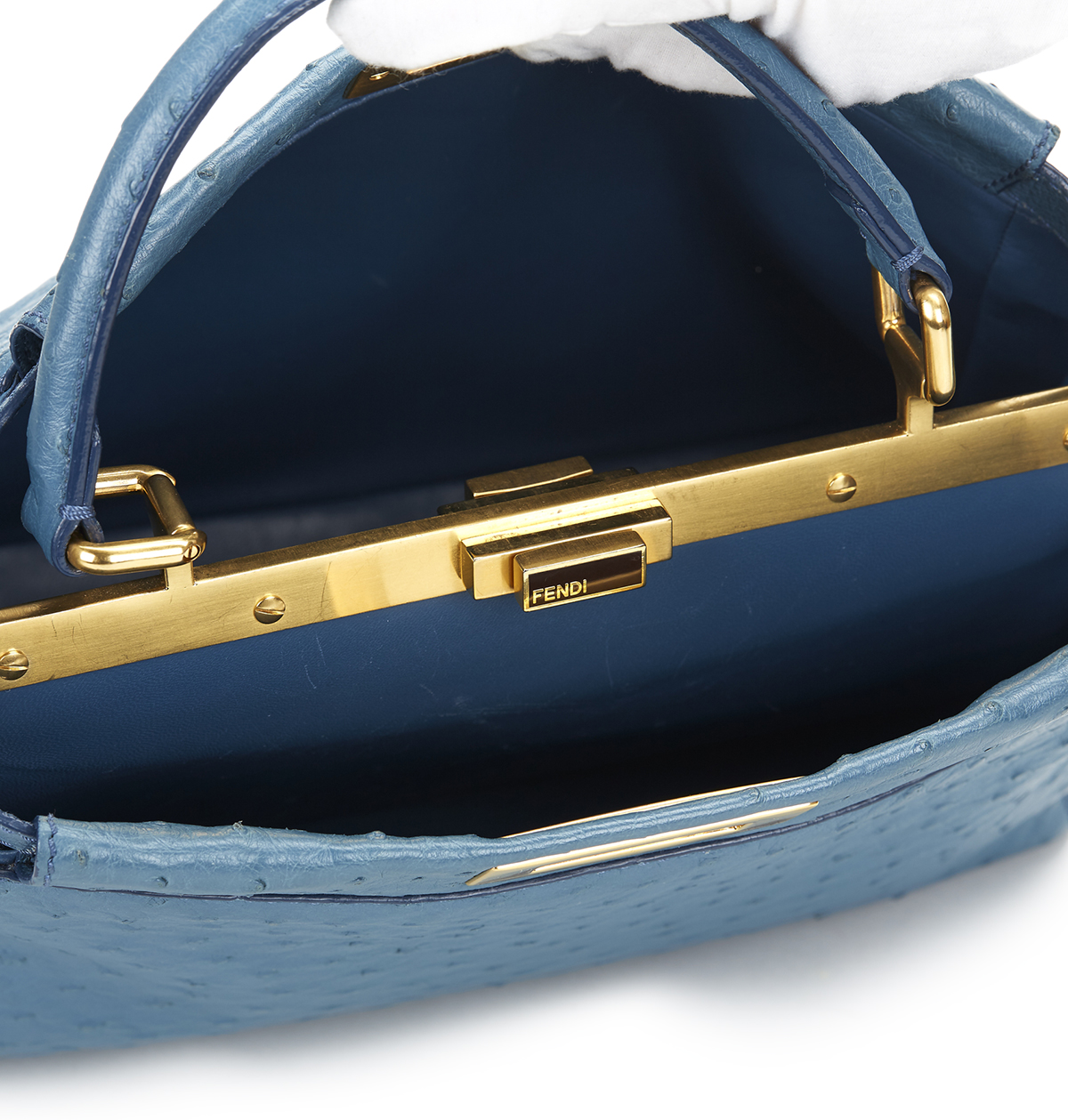 FENDI Small Peekaboo , - Blue Ostrich Leather Small Peekaboo   TYPE Tote, Shoulder SERIAL NUMBER - Image 10 of 11