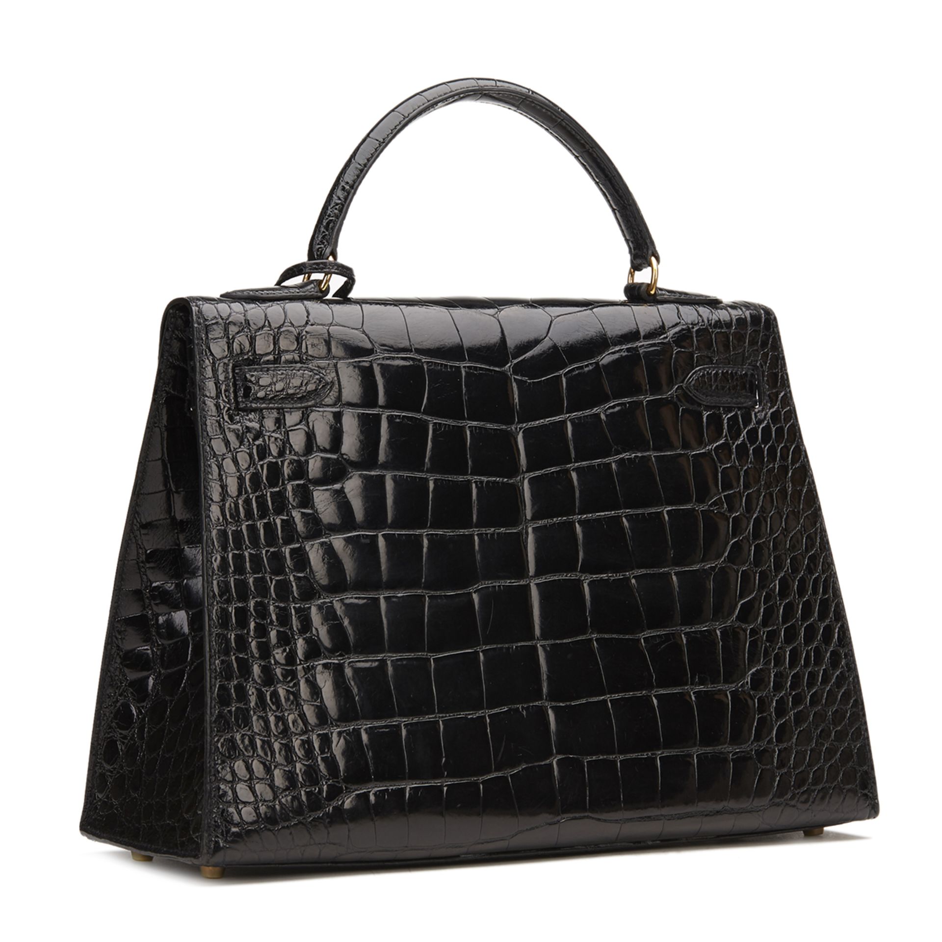 HERMES Kelly 32cm , - Black Shiny Alligator VIntage Kelly Sellier 32cm   TYPE Tote, Shoulder - Image 3 of 11