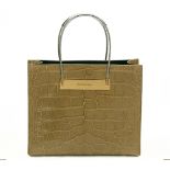 BALENCIAGA Small Cable Shopper , - Olive Green Alligator Leather Small Cable Shopper   TYPE Tote