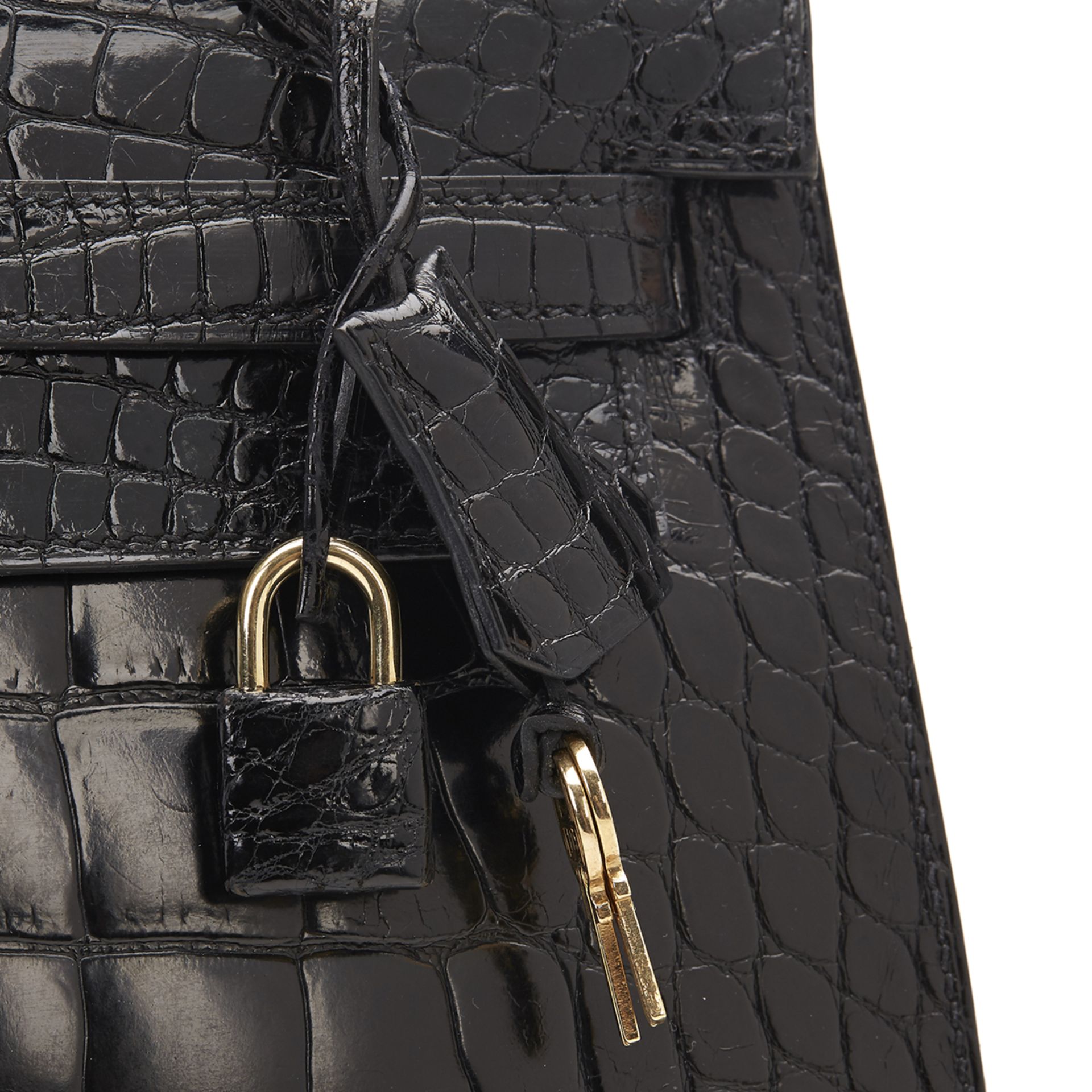 HERMES Kelly 32cm , - Black Shiny Alligator VIntage Kelly Sellier 32cm   TYPE Tote, Shoulder - Image 7 of 11