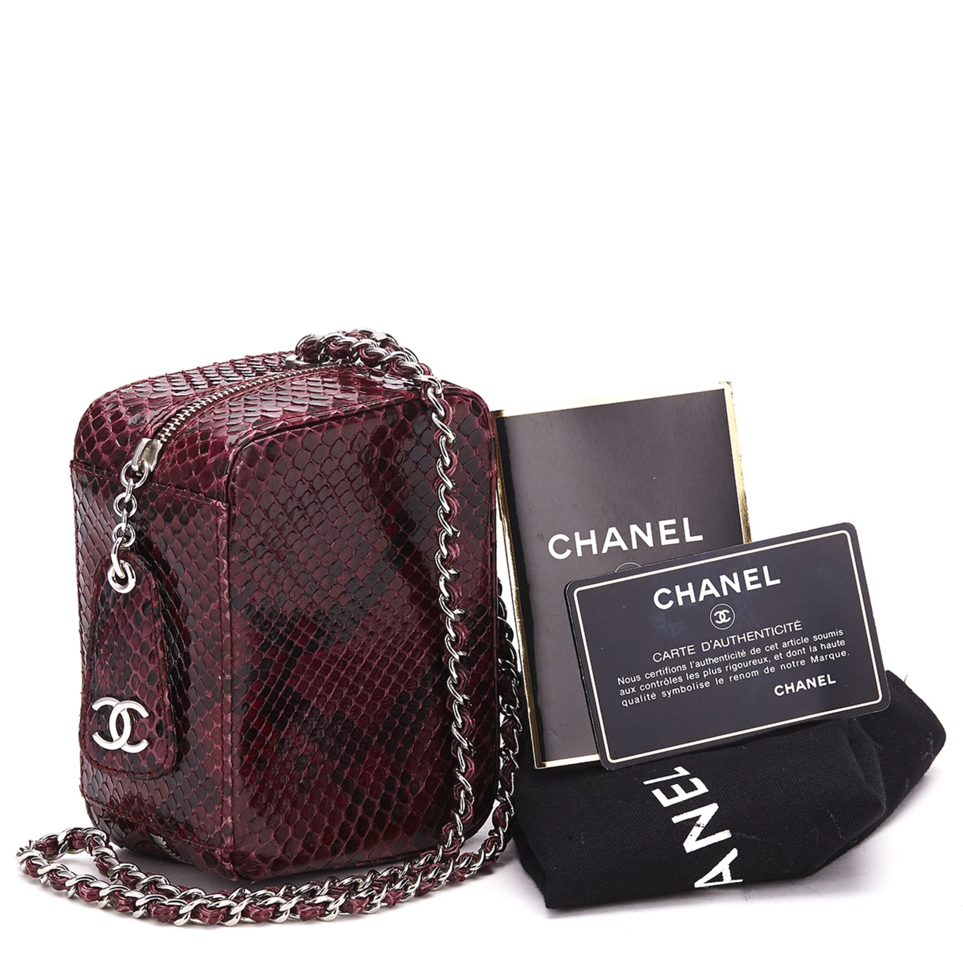CHANEL Mini Timeless Bag , - Raspberry Python Leather Mini TYPE Clutch   SERIAL NUMBER 6258730 - Image 9 of 9