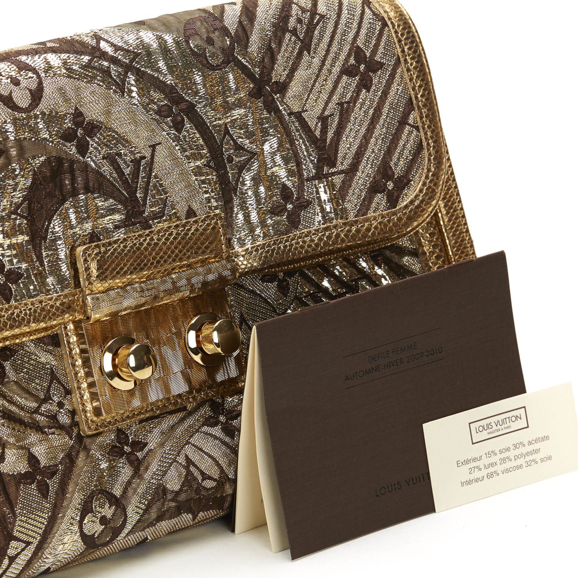 LOUIS VUITTON Thalie , - Gold Monogram Brocade Thalie Clutch   TYPE Clutch SERIAL NUMBER TH3009 YEAR - Image 10 of 10