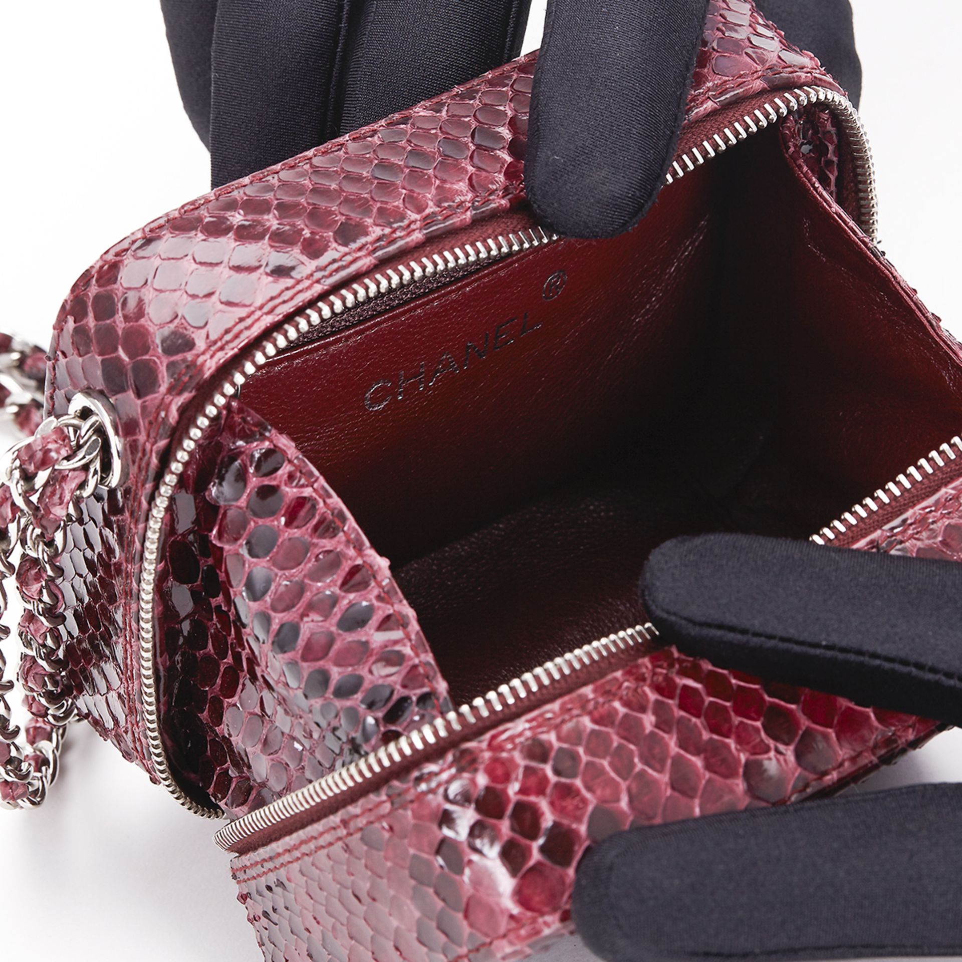 CHANEL Mini Timeless Bag , - Raspberry Python Leather Mini TYPE Clutch   SERIAL NUMBER 6258730 - Image 7 of 9