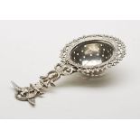 ANTIQUE CONTINENTAL ORNATE SILVER STRAINER 19TH C.   DIMENSIONS   Length 11,5cm   CONDITION REPORT