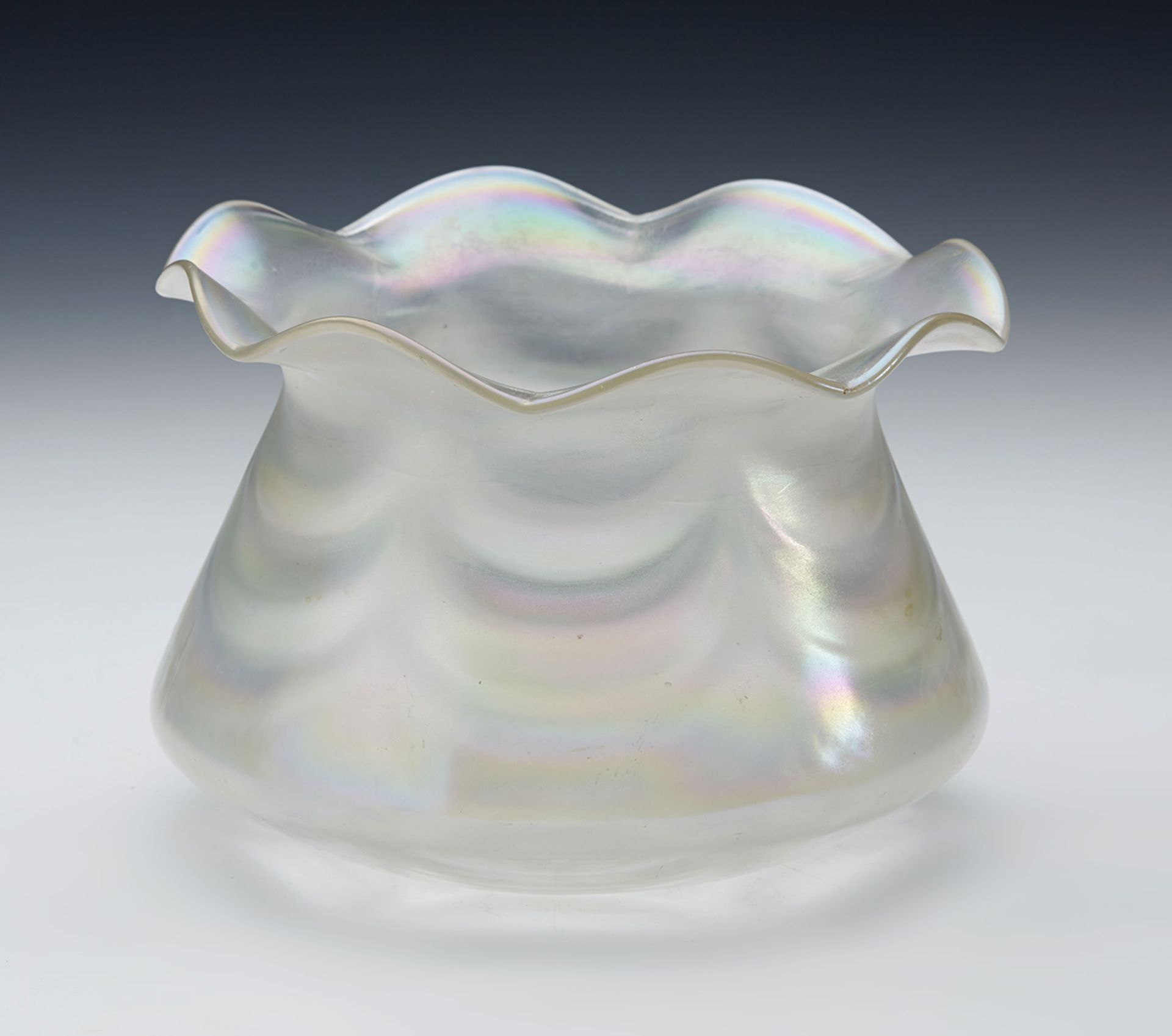 ART NOUVEAU BOHEMIAN OPALESCENT ART GLASS VASE c.1905   DIMENSIONS   Height 14cm, Diameter 19cm - Image 6 of 6