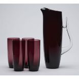 CONTEMPORARY ART AMETHYST JUG AND GLASSES 20TH C.   DIMENSIONS   Height 28,5cm   CONDITION