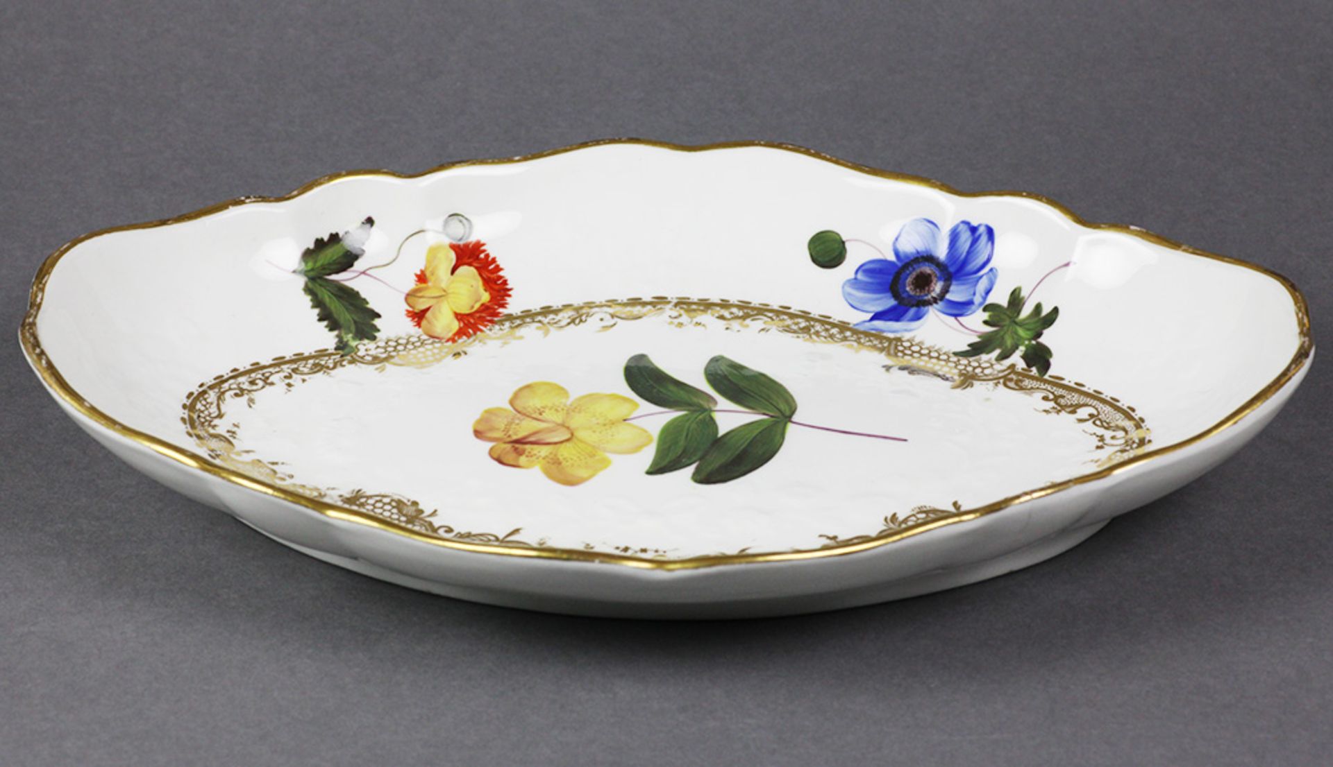 ANTIQUE COALPORT BOTANICAL DISH WILLIAM BILLINGSLEY C.1810   DIMENSIONS   Length 28,5cm, Width 19,