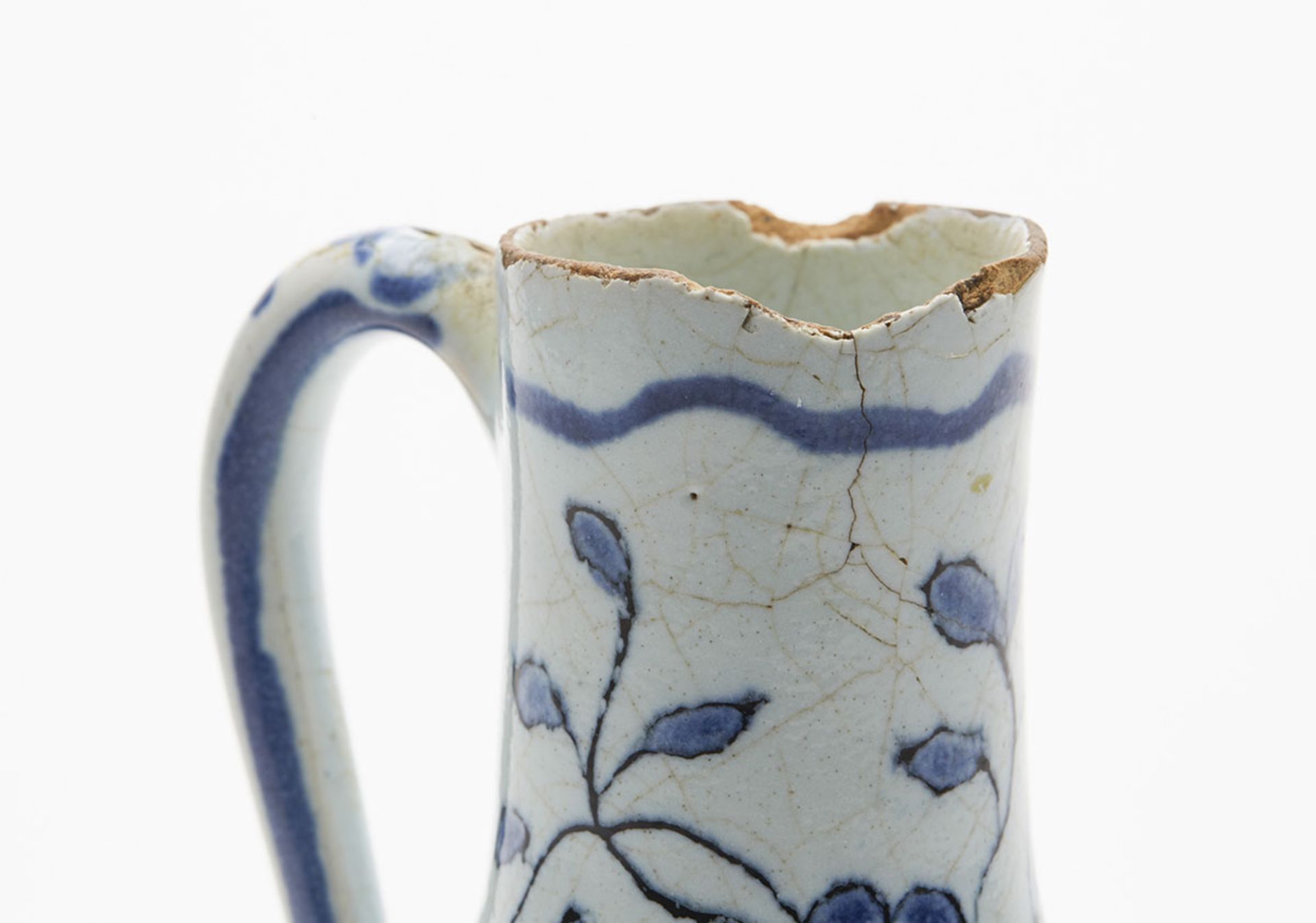 ANTIQUE DELFT TIN GLAZED FLORAL PAINTED JUG 17/18TH C.   DIMENSIONS Height 12cm   CONDITION REPORT - Image 2 of 8