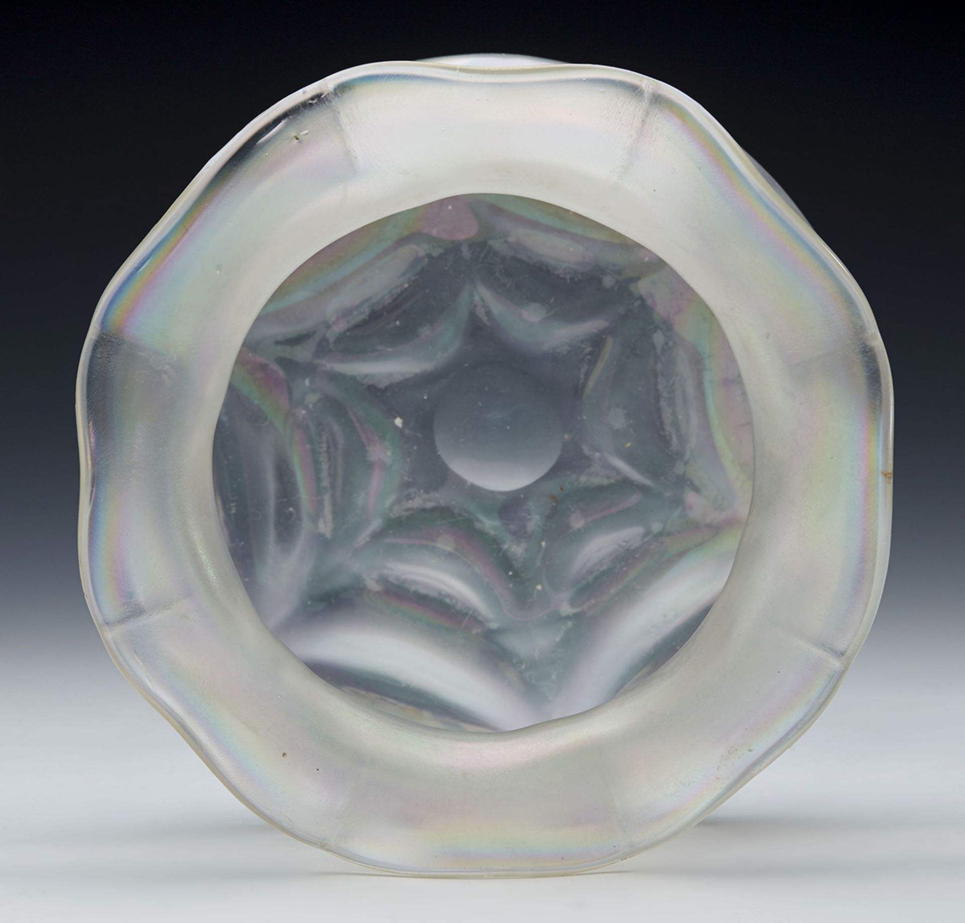 ART NOUVEAU BOHEMIAN OPALESCENT ART GLASS VASE c.1905   DIMENSIONS   Height 14cm, Diameter 19cm - Image 2 of 6