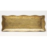 ARTS & CRAFTS ENGRAVED BRASS DESK PEN TRAY c.1890   DIMENSIONS   Length 22cm, Height 3cm   CONDITION
