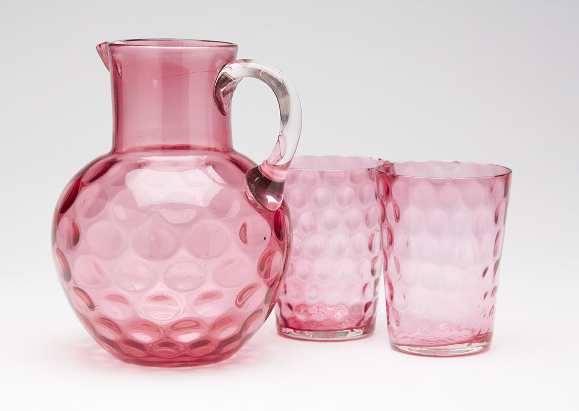 ANTIQUE CRANBERRY GLASS WATER JUG & MATCHING GLASSES 19TH C   DIMENSIONS   Height (max) 15cm - Image 5 of 8