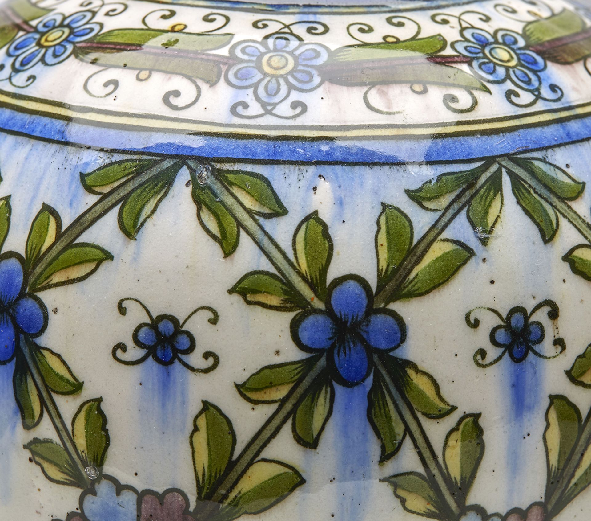 ANTIQUE PERSIAN FLORAL PAINTED BALUSTER FORM VASE, 19TH C.   DIMENSIONS   Height 28cm, Diameter 19, - Image 3 of 8