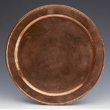 BIRMINGHAM GUILD OF HANDICRAFTS COPPER DRINKS TRAY C.1900   DIMENSIONS   Diameter 22cm   CONDITION