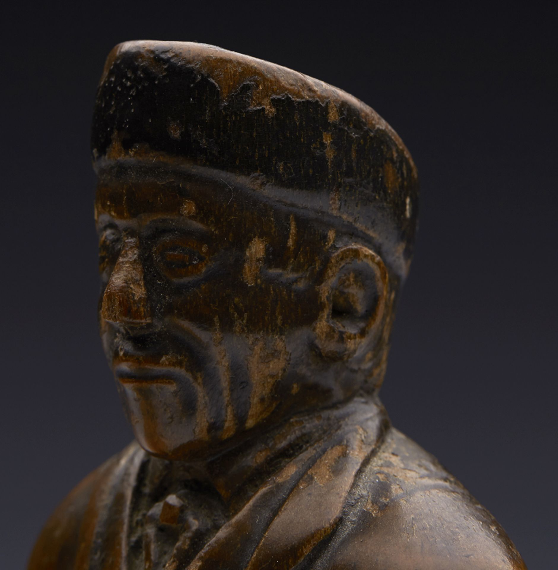 ANTIQUE CARVED BLACKFOREST SUITED FIGURE OF A LOCAL MAN 19TH C.   DIMENSIONS   Height 15cm, Width - Image 7 of 15